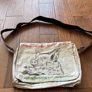 Khmer Recycled Handmade in Cambodia 🇰🇭 Unique Pig Print Messenger Bag